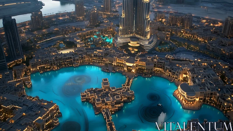 Midnight Oasis: Where Turquoise Dreams Meet Urban Brilliance