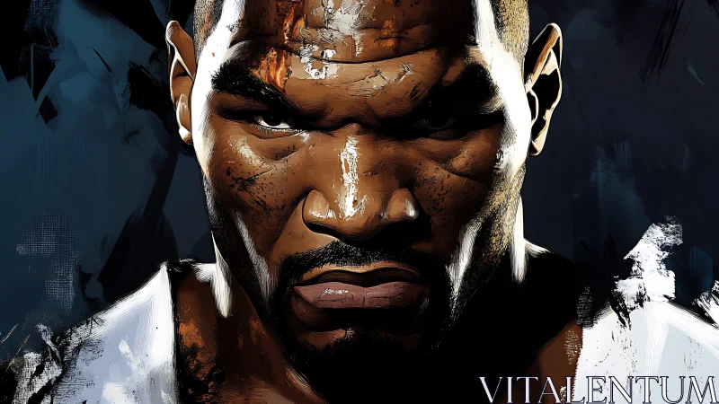 Powerful boxer’s intense stare celebrates raw determination