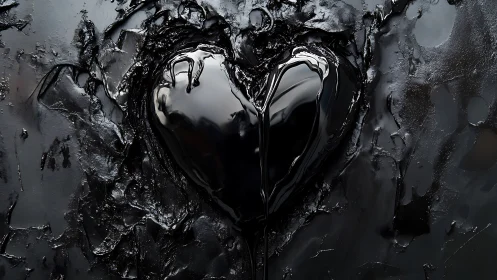 Fluid Heart Form Rendered with Specular Liquid Surface Dynamics