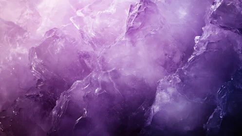 Purple crystalline macro surface shows translucent fractured forms