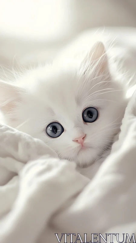White Feline Portrait: Crystalline Iris Detail with Soft Focus Rendering
