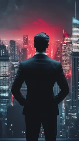 Executive Vision Over Neon Metropolis Skyline.