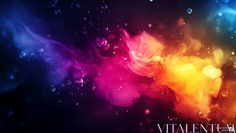 Nebulae of paint collide and bloom in cosmic liquid color