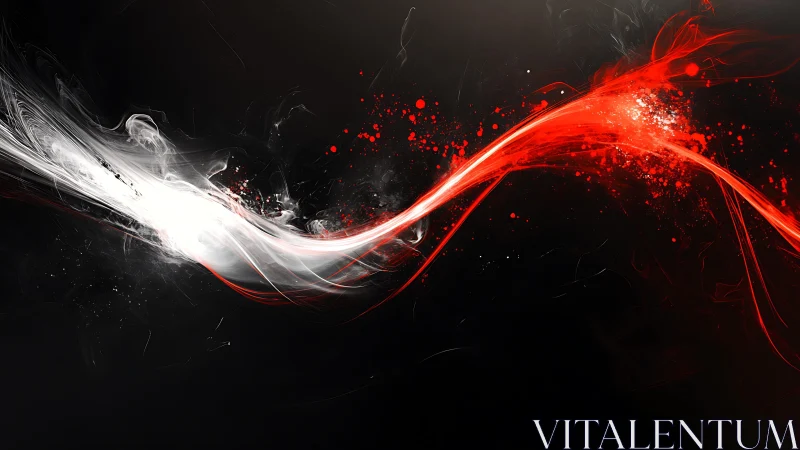 Dynamic White and Red Light Streaks on Dark Abstract Background.