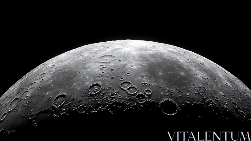 Lunar horizon carved by silent craters in stark starlit shadow.