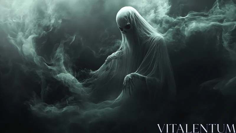 Ghostly skeletal spirit wrapped in swirling green fog.