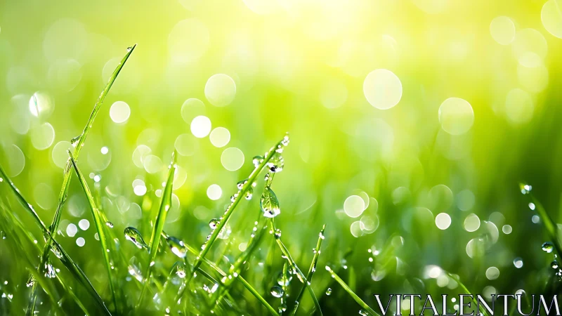 Morning dew turns simple grass into glittering skylines