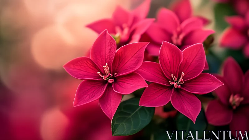 Vivid Crimson Star-Patterned Flowers with Detailed Stamen Structure.