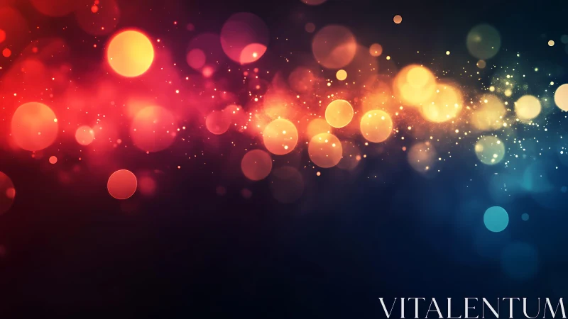 Colorful abstract bokeh lights on dark background, digital art style.