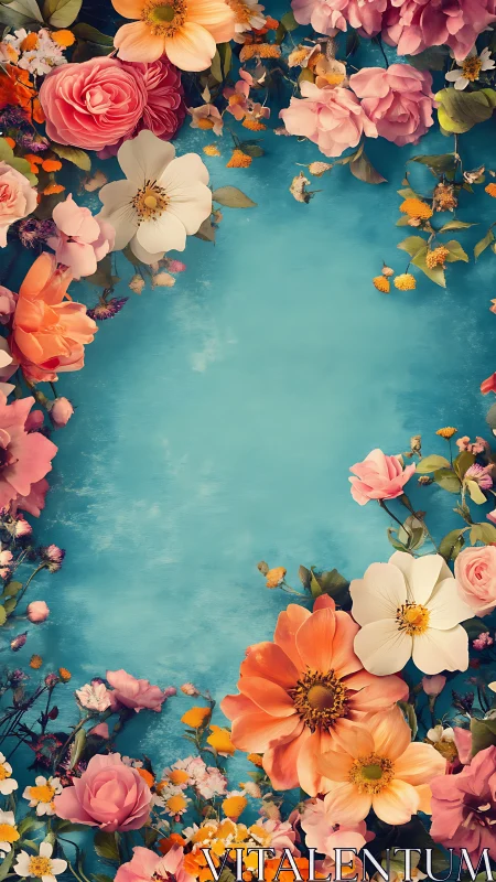 Turquoise Dreams: A Floral Symphony Blooming Across Blue Waters.