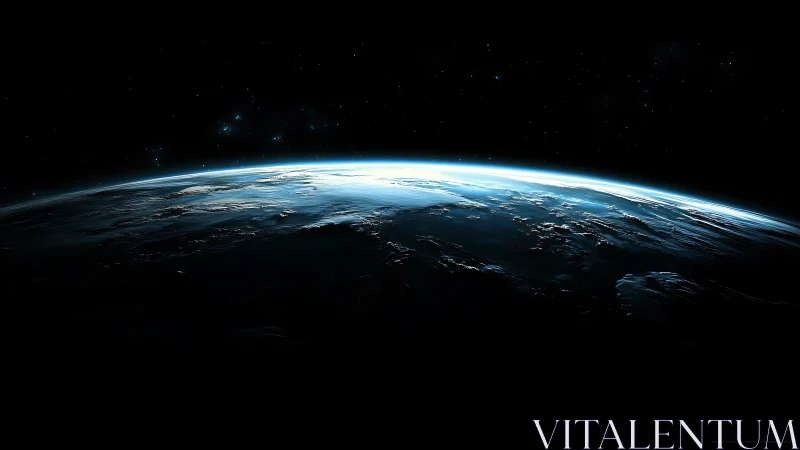 Glowing blue Earth gently wakes beneath a quiet starfield