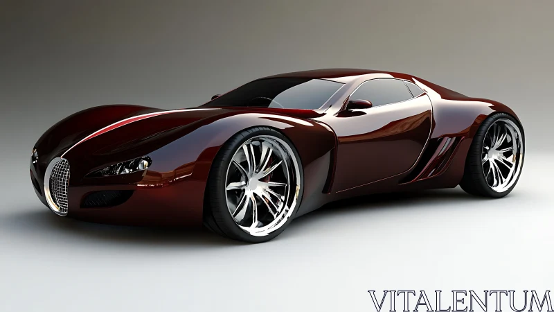 Sleek ruby concept car basking in soft studio light.