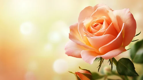 Coral Rose in Soft Sunlight: Golden Hour Botanical Portrait.