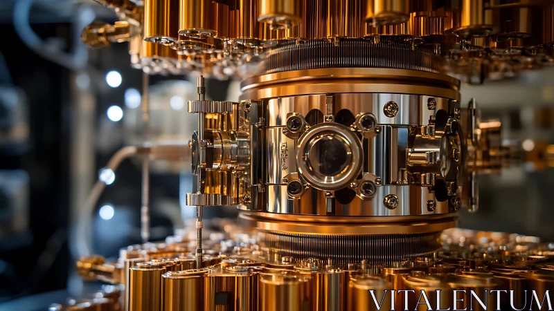 Quantum processor core framed by intricate copper arrays.