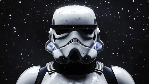 White armored sci fi soldier portrait on dark background.