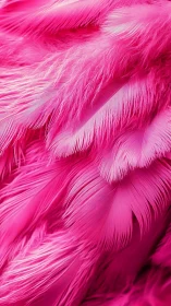 Vibrant pink feather macro with layered plumage texture.