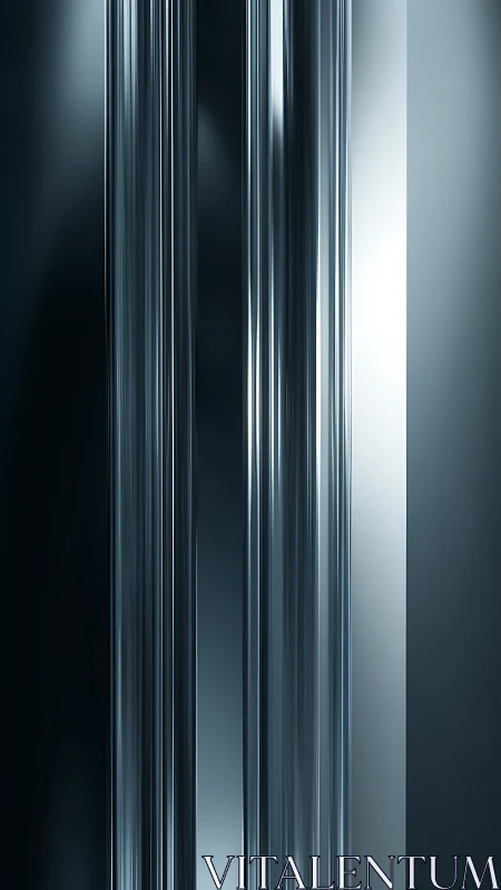 Vertical chrome light columns form a minimal sci‑fi interface