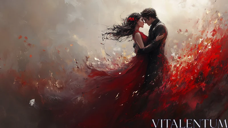Crimson Passion: A Dance of Red and Shadow.