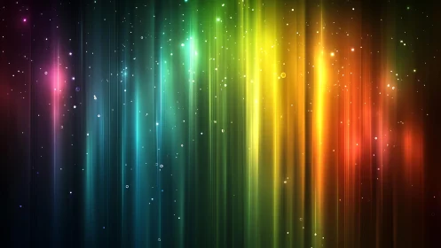Vivid Abstract Light Beams in Rainbow Colors with Sparkling Effects.