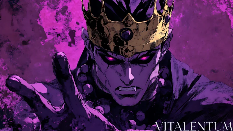 Violet-crowned vampire king hurls a hypnotic dark curse.