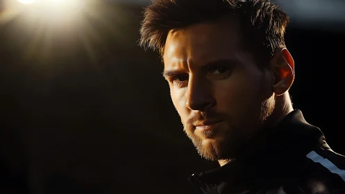 Low key male portrait with strong rim lighting and hard shadows