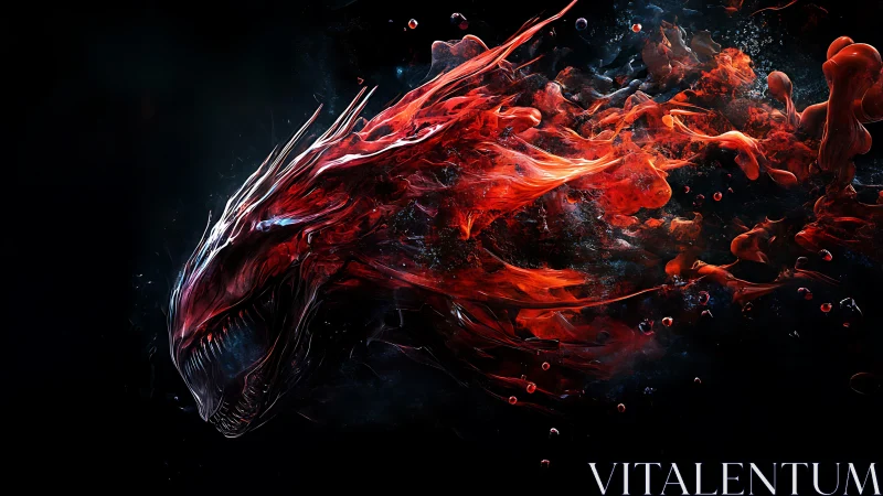 Digital painting of liquid infernal creature in motion blur.