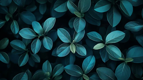 Chromatically cooled leaf array under low-key optical lighting.