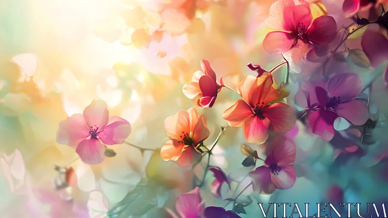 Soft Focus Floral Composition with Pink and Orange Blooms
