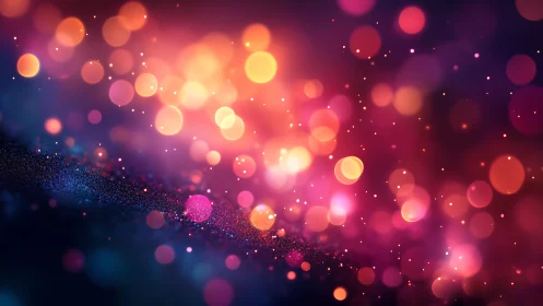 Vibrant Bokeh Lights Abstract Background in Warm Tones.