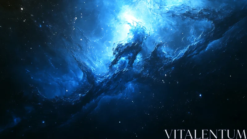 Blue nebular formation extends through dark interstellar space