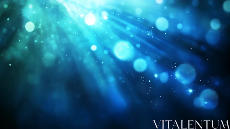 Gentle blue light rays drifting through a dreamy mist.