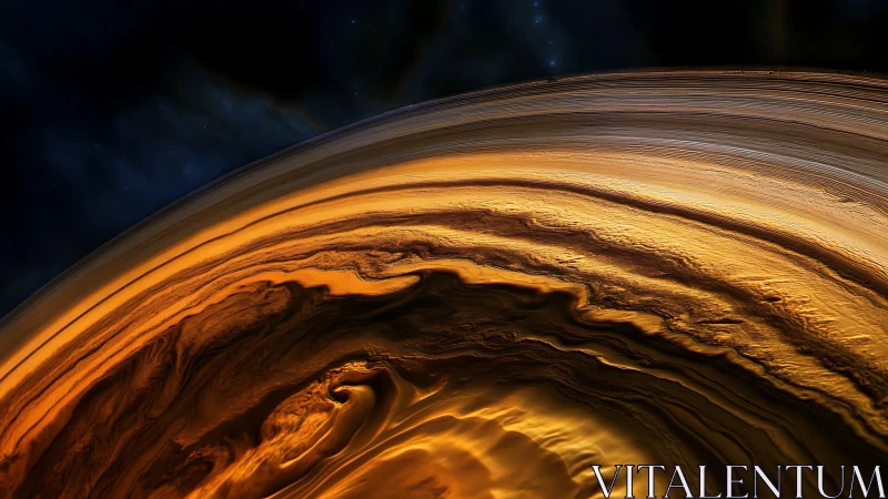 Gas giant limb shows stratified turbulent bands under stellar light