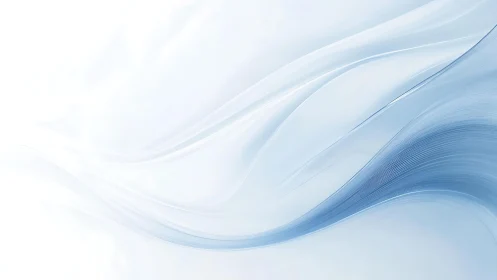 Elegant Abstract Blue and White Flowing Lines Digital Art.