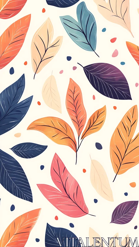 Colorful autumn leaves pattern with bold minimalist style.