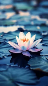 Luminous water lily rendered in high-contrast digital macro study