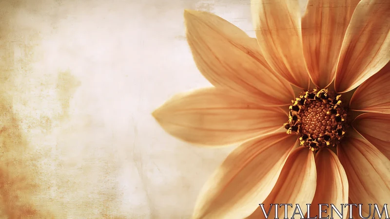 Single beige flower close-up on textured light background.
