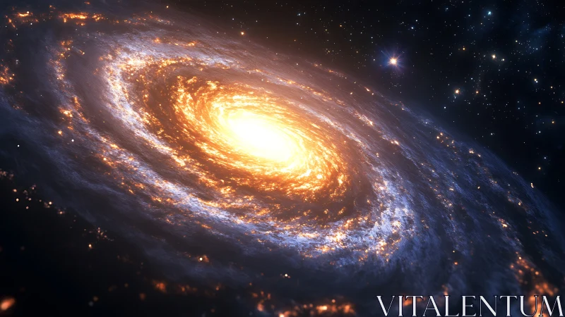 Helically stratified spiral galaxy with incandescent stellar core.