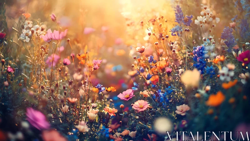 Wildflower Symphony Bathed in Golden Hour Reverie