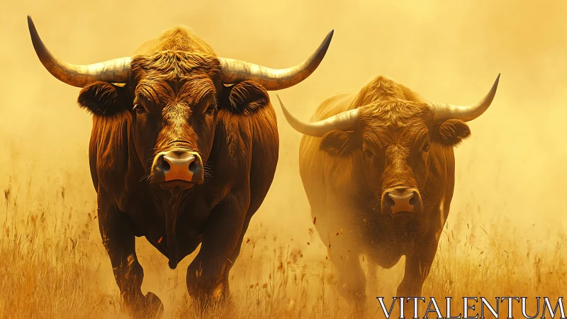 Twin thunderhorns storm through a wildfire-colored haze