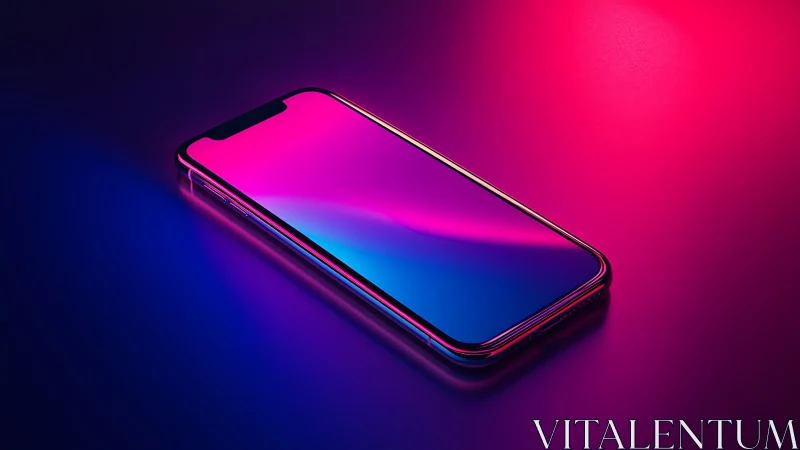 Premium smartphone rendered with neon chromatic gradient illumination