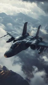 Storm-skimming jet carves silver paths through brooding clouds