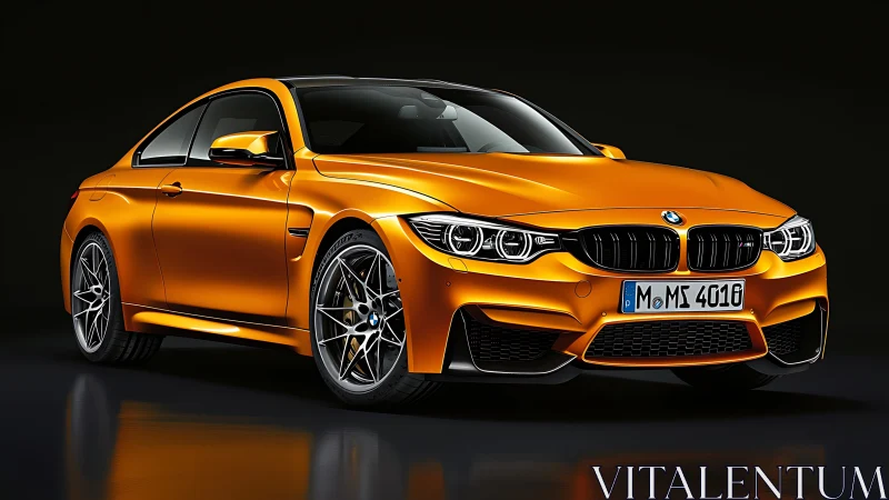 Golden BMW coupe showcases aggressive performance styling.