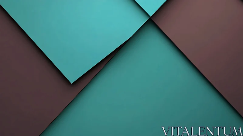 Teal and brown geometric paper layers in minimalist overlap.