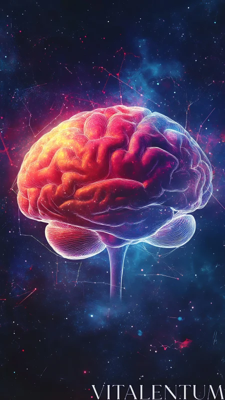 Neural cortex rendered as luminous nebula within deep space