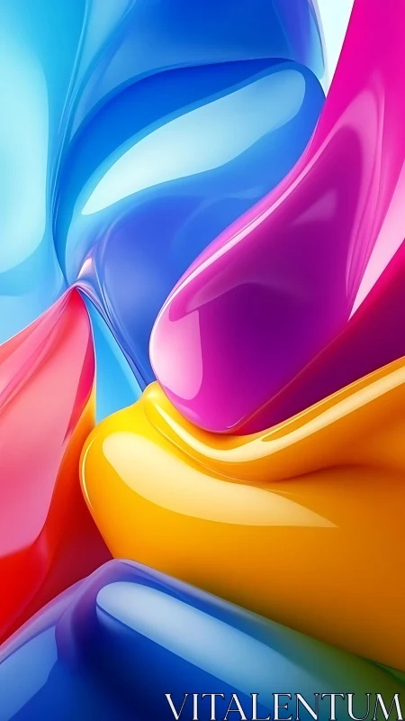 Glossy abstract curves in bold multicolor 3D blend.