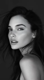 Silver-lit gaze carves sculpture-like calm from shadow