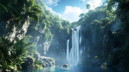 Emerald Cascade: Limestone Sanctuary of Aquamarine Dreams.