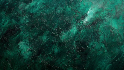 Deep Emerald Abstract Texture with Rich Brush Strokes and Shine.