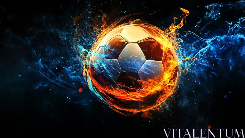 Soccer star blazing through molten fire and frozen waves.