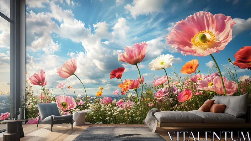 Cosmos Ballet: Gerberas Defy Gravity Under Azure Theater.